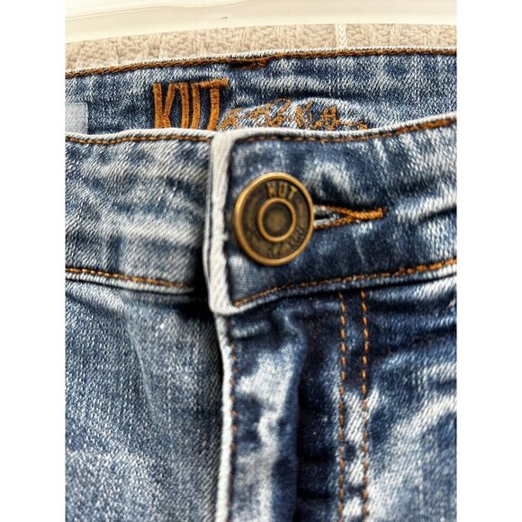 Kut From The Kloth Womens Distressed Blue Denim Jeans Size 14 Straight Leg - Picture 8 of 11